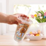 Personlig søt kanin med blomsterinitialer 16 oz navn akrylglass med sugerør og lokk Happy Easter Party Bursdagsgave til gutter jenter