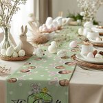 Personliga Polka Dot Bunny-öron 2-7 Ansiktsfoton Bordslöpare med initialer Påsk Dining Decor Present till barnfamilj
