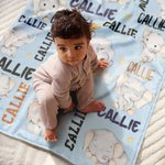 Personalisierte niedliche Mond Stern Elefanten weiche Decke mit mehreren Namen Raumdekoration ersten Muttertag Baby Dusche Geschenk für Baby Jungen Mädchen