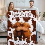 Personalised You and Me We Got This Highland Cow Couple Soft Throw Blanket with Name Anniversary Valentine's Day Birthday Gift for Couples