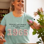Personalized Birth Year Roses Feathers Succulents Design T-shirt Sweatshirt With Name Birthday Gift for Friends and Families