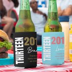 Personalized Name Age Year Text Combination Beer Can Cooler Sleeve Set of 12 Vacation Birthday Party Gift for Family Friends