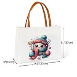Personalised Cute Cartoon Crochet Canvas Tote Bag with Name Travel Accessories Birthday Gift for Family Friends