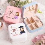 Personalized Cartoon Graduate Horoscope Birth Flower Jewellery Box with Name Graduation Birthday Gift for Women