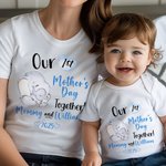 Personlig Vår 1:a Mors Dag Tillsammans 100% Bomull Baby Onesie med Namn Present till nybliven mamma