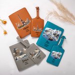Étiquette de Bagage ou Porte-passeport Personnalisé avec Nom et Point de Repère Accessoires en Cuir Cadeau pour Amoureux du Voyage