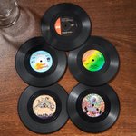 Personalised Set of 2 Classic Vinyl Record Design Coaster with Photo Home Decor Birthday Gift for Vinyl Lovers