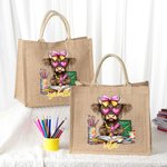 Personalizado Corazón Gafas Highland Vaca Bolsa de Yute Tote con Nombre Accesorios de Viaje Día del Profesor Regalo de Cumpleaños para Mujeres Profesoras