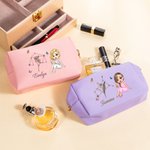 Personalizada de dibujos animados de Horóscopo de Nacimiento de la flor de la bolsa de cosméticos de cuero con el nombre de graduación regalo de cumpleaños para los amigos de las niñas