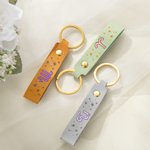 Segno zodiacale multicolore personalizzato Portachiavi in pelle con nome Compleanno Anniversario Borsa Accessori Regalo per le donne
