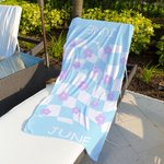 Personalisiertes Sommerblumen Kokosnuss Karomuster Strandtuch mit Namen Schnell Trocknend Reise Zubehör Geburtstag Geschenk für Kinder Familie Freunde