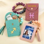 Nombre del zodiaco personalizado borla llavero pulsera de cuero con cuentas pulsera aniversario cumpleaños regalo para las mujeres