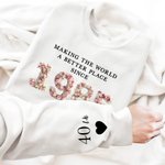 Personalized Birth Year Roses Feathers Succulents Design T-shirt Sweatshirt With Name Birthday Gift for Friends and Families
