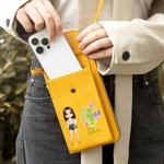 Personalisierte Cartoon Mode Mädchen Birthstone PU Leder Crossbody Tasche Brieftasche mit Namen und Kartenschlitze Reisezubehör Geburtstag Geschenk für Frauen