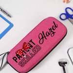 Personalised Coquette Bow Name Zippered Stethoscope Carrying Case with Mesh Pocket Appreciation Birthday Gift for Nurse Doctor Medical Staff