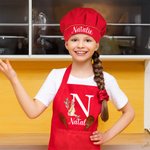 Personalisierte Bunny Name Adjustable Kid Schürze Koch Hut Set mit anfänglichen Ostern Geschenk für Jungen Mädchen