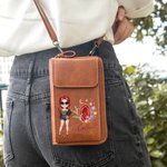 Personalisierte Cartoon Mode Mädchen Birthstone PU Leder Crossbody Tasche Brieftasche mit Namen und Kartenschlitze Reisezubehör Geburtstag Geschenk für Frauen