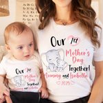 Personlig Vår 1:a Mors Dag Tillsammans 100% Bomull Baby Onesie med Namn Present till nybliven mamma