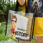 Personalised Cartoon Teacher Waterproof Large Clear Tote Bag with Name and Subject Birthday Appreciation Back to School Gift for Teacher