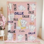 Personalisierte niedliche Mond Stern Elefanten weiche Decke mit mehreren Namen Raumdekoration ersten Muttertag Baby Dusche Geschenk für Baby Jungen Mädchen