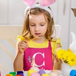 Personalisierte Bunny Name Adjustable Kid Schürze Koch Hut Set mit anfänglichen Ostern Geschenk für Jungen Mädchen