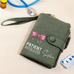 Personalized Medical Bow Stethoscope PU Leather Tri-folded Wristlet Wallet with Name and Card Holder Appreciation Gift for Nurse Doctor Medical Staff