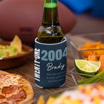 Personalized Name Age Year Text Combination Beer Can Cooler Sleeve Set of 12 Vacation Birthday Party Gift for Family Friends