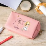 Personalizada de dibujos animados de Horóscopo de Nacimiento de la flor de la bolsa de cosméticos de cuero con el nombre de graduación regalo de cumpleaños para los amigos de las niñas