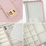 Personalized Vintage Birth Flower Multi-Compartments Name Jewelry Box with LED Makeup Mirror Travel Accessories Birthday Gift for Women
