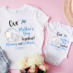 Personlig Vår 1:a Mors Dag Tillsammans 100% Bomull Baby Onesie med Namn Present till nybliven mamma