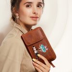 Personalisierte Cartoon Mode Mädchen Birthstone PU Leder Crossbody Tasche Brieftasche mit Namen und Kartenschlitze Reisezubehör Geburtstag Geschenk für Frauen