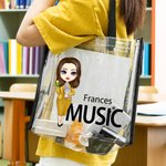 Personalised Cartoon Teacher Waterproof Large Clear Tote Bag with Name and Subject Birthday Appreciation Back to School Gift for Teacher