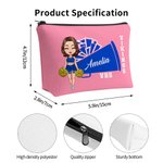 Personalisierte Cartoon Cheerleader Horn Pom-poms Schminktasche mit Namen und Datum Graduierung Team Sport Geschenk für Frauen Mädchen