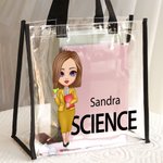 Personalised Cartoon Teacher Waterproof Large Clear Tote Bag with Name and Subject Birthday Appreciation Back to School Gift for Teacher