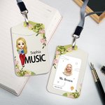 Personalizzato aiuto all'insegnamento Fiore personaggio dei cartoni animati in pelle portabadge con nome e cordino Ufficio Ritorno a scuola Regalo per la giornata dell'insegnante