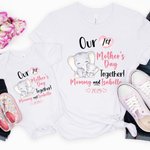Personlig Vår 1:a Mors Dag Tillsammans 100% Bomull Baby Onesie med Namn Present till nybliven mamma