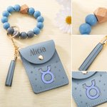 Nombre del zodiaco personalizado borla llavero pulsera de cuero con cuentas pulsera aniversario cumpleaños regalo para las mujeres