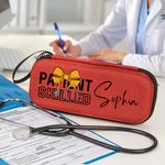 Personalised Coquette Bow Name Zippered Stethoscope Carrying Case with Mesh Pocket Appreciation Birthday Gift for Nurse Doctor Medical Staff