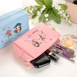 Personalizada de dibujos animados de Horóscopo de Nacimiento de la flor de la bolsa de cosméticos de cuero con el nombre de graduación regalo de cumpleaños para los amigos de las niñas