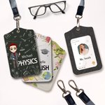 Personalizzato aiuto all'insegnamento Fiore personaggio dei cartoni animati in pelle portabadge con nome e cordino Ufficio Ritorno a scuola Regalo per la giornata dell'insegnante
