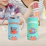 Personalisierte 355 ml Tauchen Tier Design Schnabeltasse mit Namen 2 Deckel und Farbvarianten Geburtstag Geschenk für Jungen Mädchen