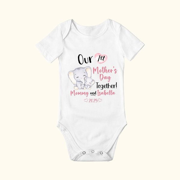 Personlig Vår 1:a Mors Dag Tillsammans 100% Bomull Baby Onesie med Namn Present till nybliven mamma