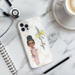 Personalized Cartoon Nurse Doctor Bow Birth Flower Phone Case for iPhone with Name Appreciation Birthday Gift for Medical Staff