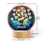 Personalisiertes Glasmalerei-Stil Lebensbaum LED-Nachtlicht mit 2-16 Herzen Namen und Holzsockel Hausdeko Geburtstag Muttertag Geschenk für Familie