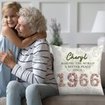 Personalizado 3D Rosas Plumas Suculentas Año de Nacimiento Diseño Suave Funda de Almohada con Nombre y Texto Decoración del Hogar Regalo de Cumpleaños para Amigos Familia 5