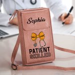 Personalized Bow Stethoscope Leather Crossbody Bag Wallet with Name and Card Slots Birthday Appreciation Gift for Doctors Nurses Medical Staff