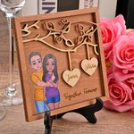 Personalisierte zusammen für immer Cartoon umarmt Paar Herz Namen hölzernen Rahmen mit Stand Desk Decor Valentinstag Jahrestag Geschenk für Paare