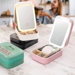 Boîte à bijoux personnalisée avec miroir de maquillage LED ajustable Cadeau d'anniversaire pour femmes