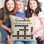 Personalized Grandkids Make Life More Grand Crossword Puzzle Soft Throw Pillow Cover with Names Mother's Day Father's Day Gift for Mom Grandparents