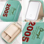 Boîte à bijoux personnalisée avec miroir de maquillage LED ajustable Cadeau d'anniversaire pour femmes
